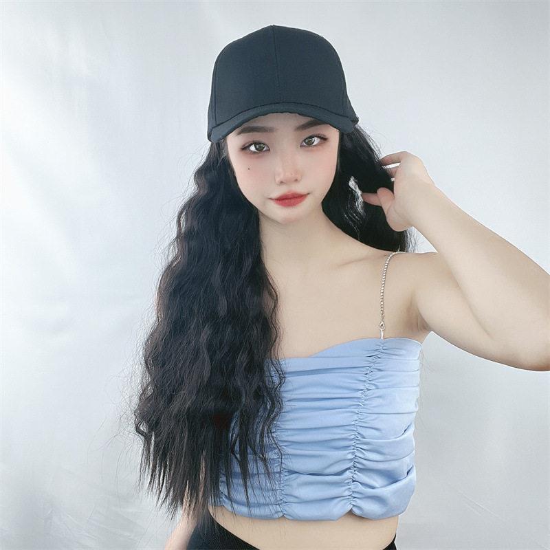 直销新款韩版现货假发女长发帽子带假发一体女秋冬时尚长卷发玉米