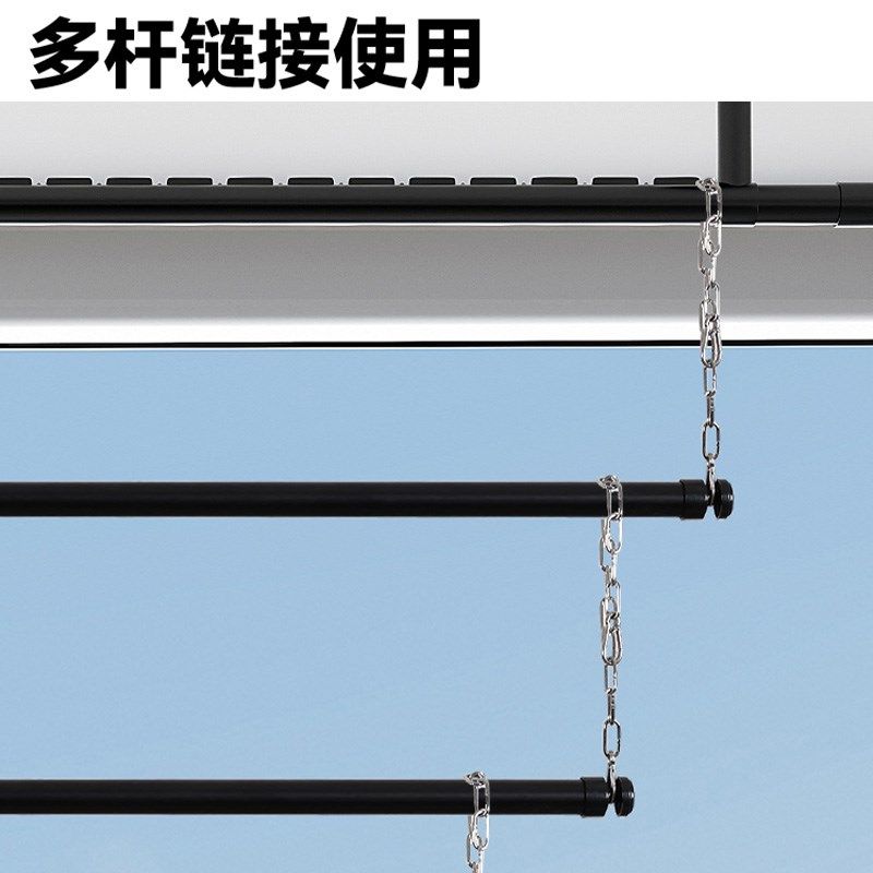 晾衣杆悬挂式晒被子神器可折叠下挂阳台侧面边装晾衣架吊杆