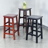 全实木高方凳家用餐饮木凳商用凳酒吧椅奶茶店高凳子简约木头凳子