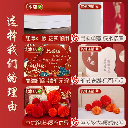 老人寿宴生日场景布置装饰中式kt板八十大寿父母60岁背景墙套装