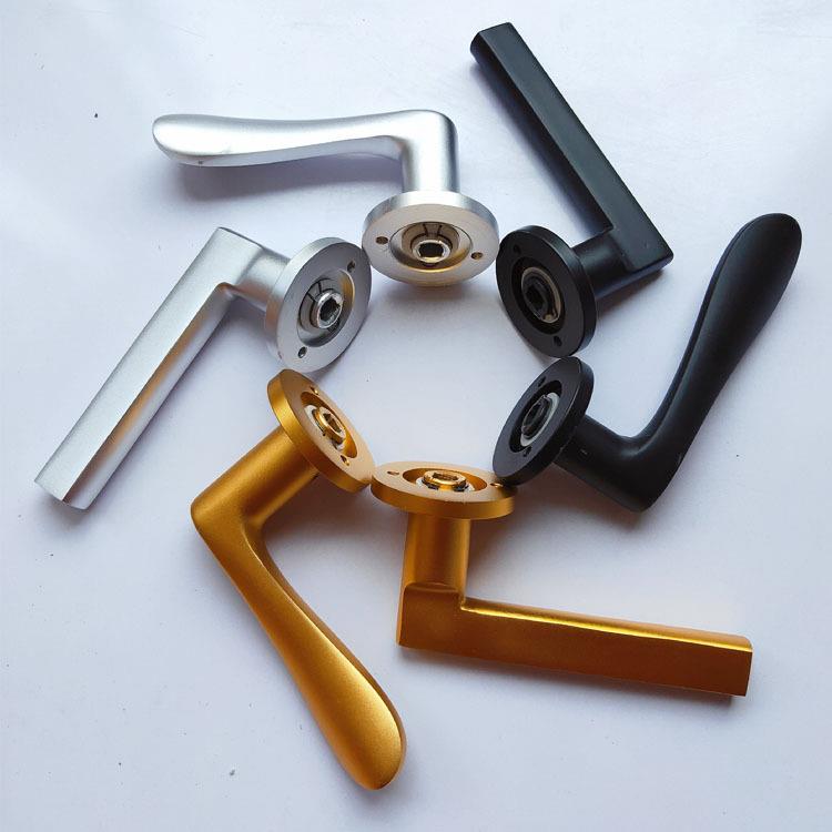 直销新款实心门锁卧室房门锁黑色分体锁简约太空铝实木门静音锁具