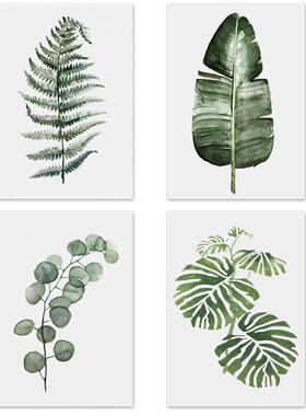新款直销北欧田园绿色植物油画画心树叶小清新简约无框画客厅装饰