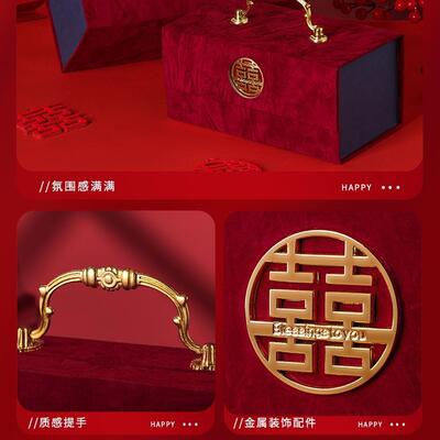 直销新款结婚彩礼箱提亲密码礼金箱彩礼聘金盒装10万元红包高档结