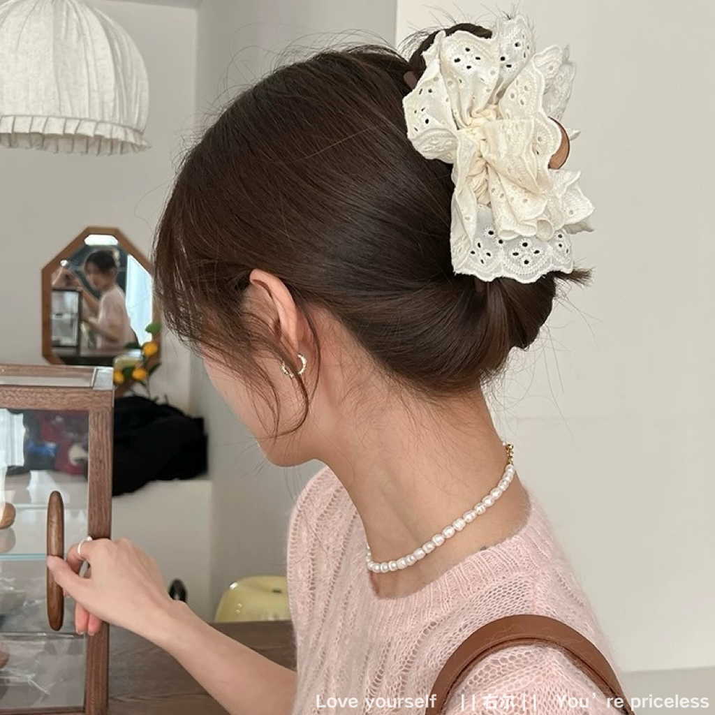 法式复古蕾丝头花抓夹大号发夹
