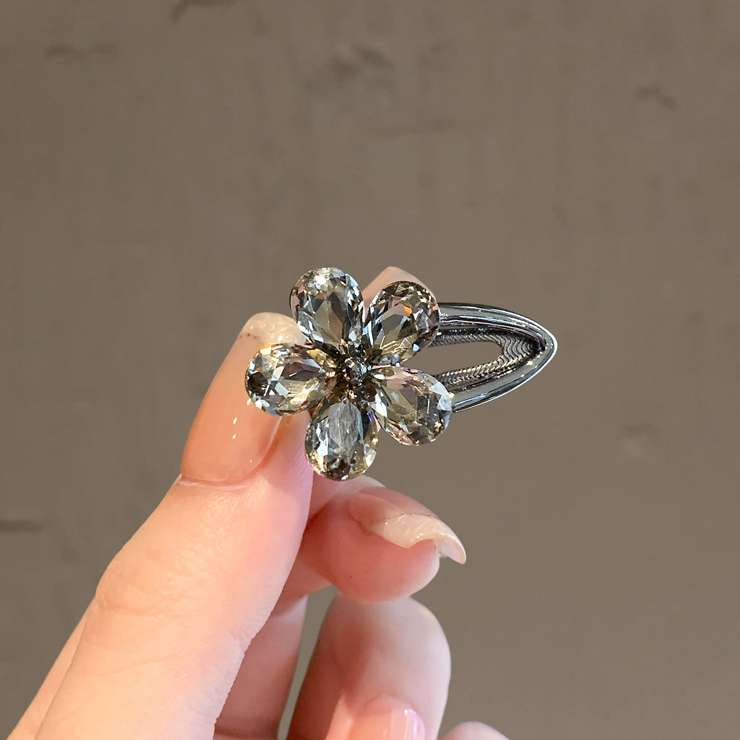 韩国超闪水钻花朵刘海鸭嘴夹