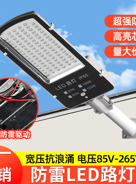 亚明LED路灯头50W户外防水照明灯220V市电100W金豆街道小区挑臂灯