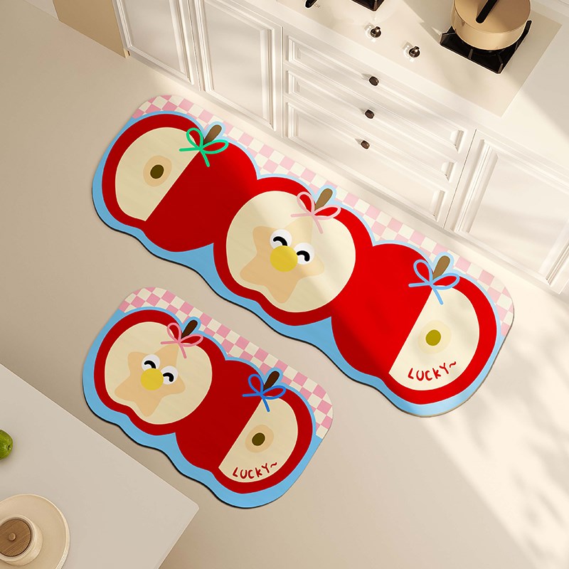 热销新款卡通厨房地垫防滑防油地毯硅藻泥吸水可擦免洗耐脏脚垫子