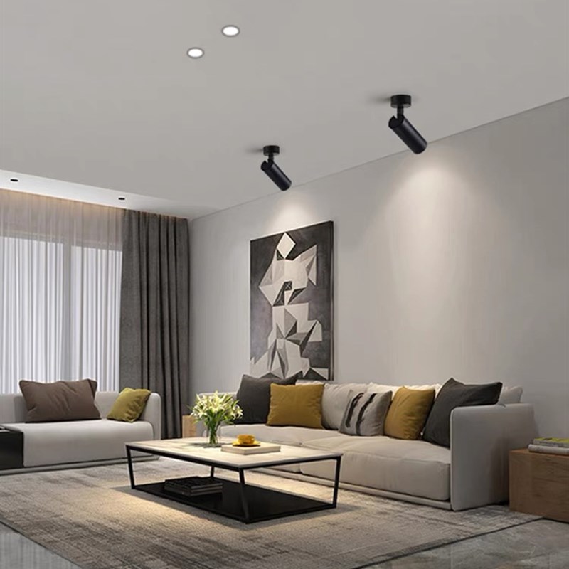 热销明装吸顶式射灯led轨道灯北欧天花灯客厅背景墙服装店COB导轨