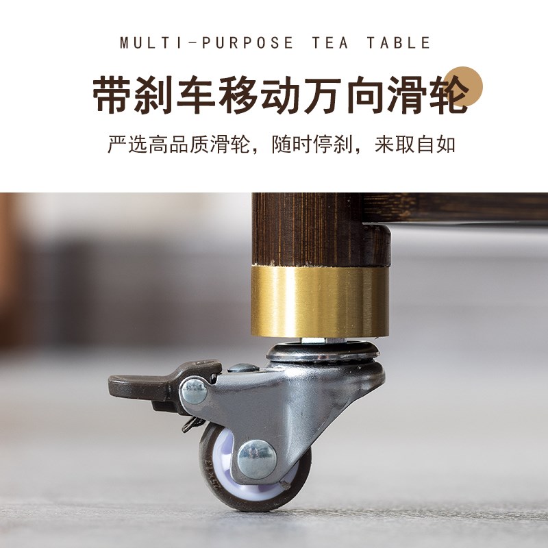 热销可移动餐车竹茶水小推车中式沙发边几角几侧边柜小茶几茶台边