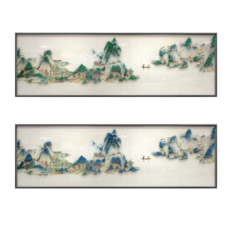 热销新中式客厅沙发背景墙装饰画大气山水风景画钉子立体实物挂