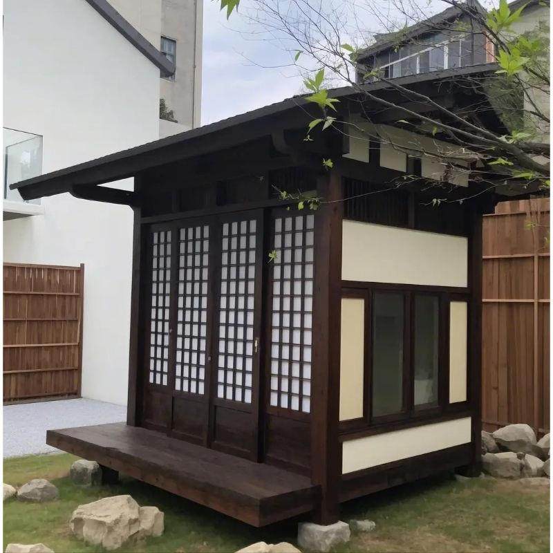 庭院日式小木屋茶室户外防腐实木凉亭民宿风景区网红造景小房子