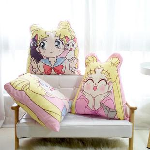 卡通可爱粉美少女抱枕靠枕女生沙发公主房装饰卧室床头靠垫枕头