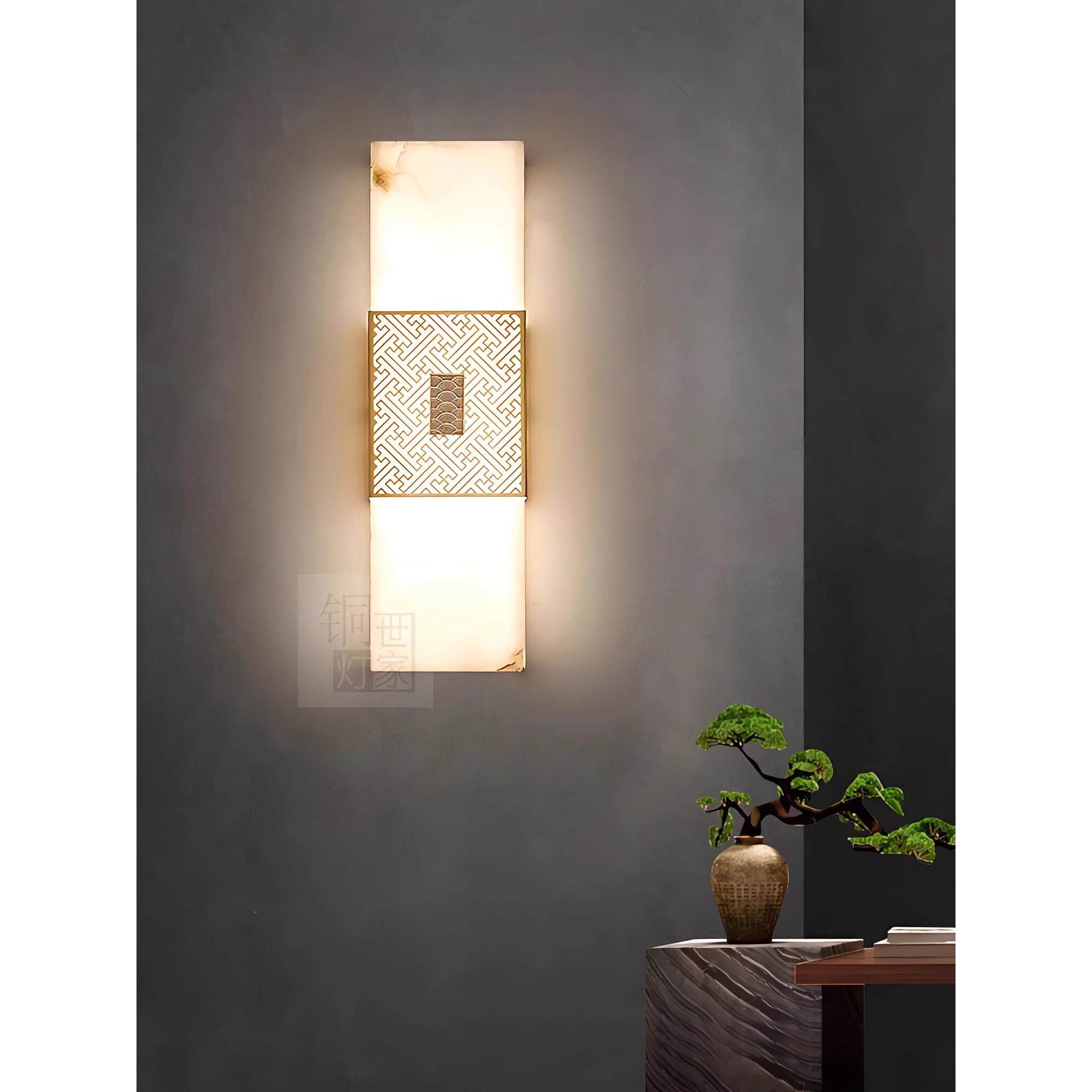 新中式云石壁灯客厅背景墙灯现代简约过道楼梯阳台全铜壁灯卧室灯