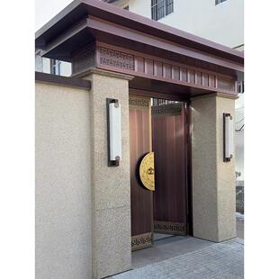 别墅乡村院落乡村门建筑自建房屋双门院落门不锈钢门雨棚铜门