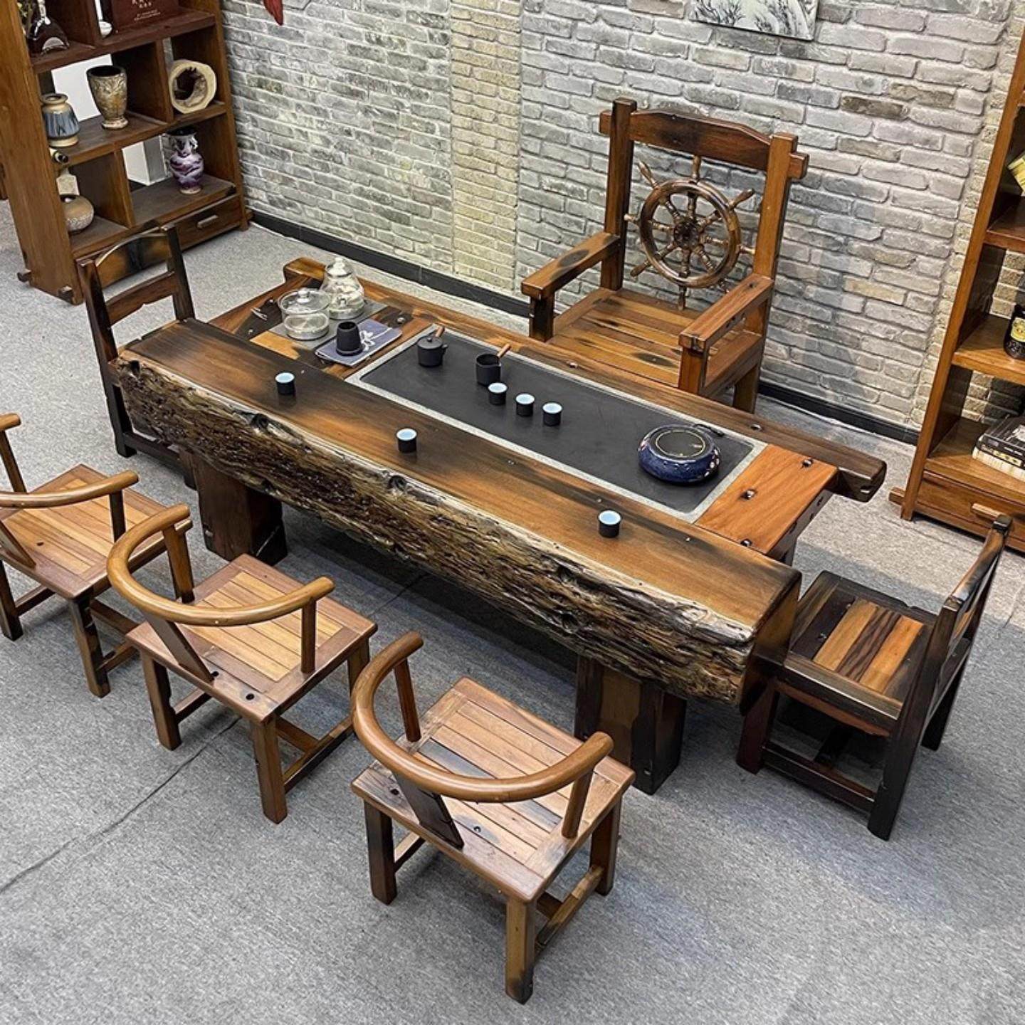 老料旧船木茶桌椅组合实木茶几功夫泡茶台家用办公茶桌户外喝茶桌,住宅家具,家用茶台/茶桌,淘宝优惠券,粉丝福利购,淘宝优惠卷