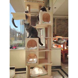 伊萌四季通用猫别墅实木猫爬架太空舱猫窝猫树一体大型猫架瞭望台