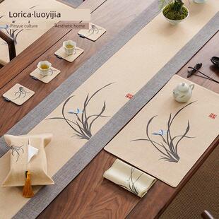 罗一佳防水茶垫茶几坐垫禅桌旗新型中国风织物茶几长茶旗茶几桌布