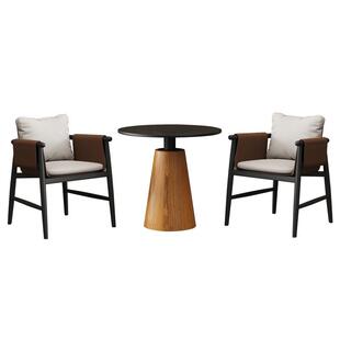 办公室休闲区展厅商务岩板洽谈桌椅组合咖啡厅单人单椅接待小圆桌