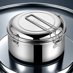 德国316不锈钢蒸饭盒带盖食品级圆形学生便当上班族食堂分格饭缸