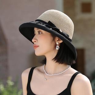 户外出游百搭大帽檐盆帽薄款 帽子女夏季 遮脸防晒紫外线遮阳帽