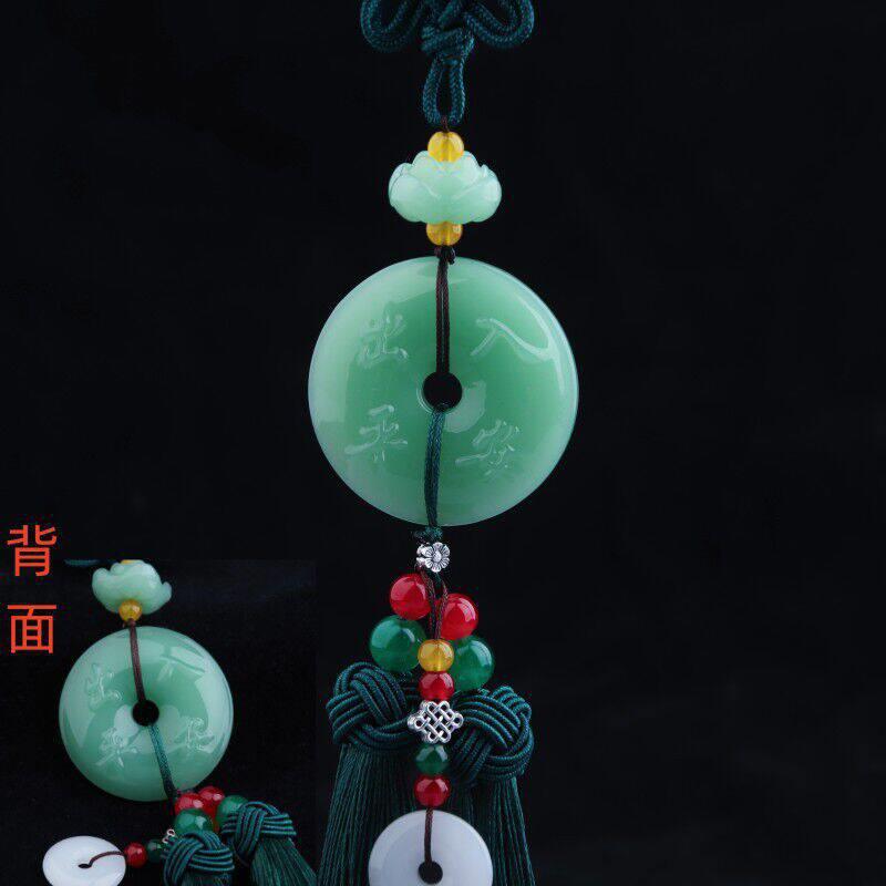 新款直销绿玉出入平安扣貔貅佛汽车挂件吊坠流苏中国结车内车载福