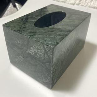 直销新款 石质纸抽盒客厅茶几家用 大理石纸巾盒 高端大花绿抽纸盒