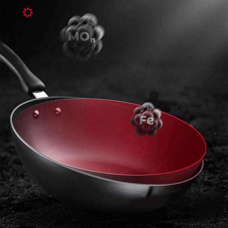 直销新款炒锅不粘锅家用铁锅带盖无涂层燃气灶用多功能式炒菜锅锅