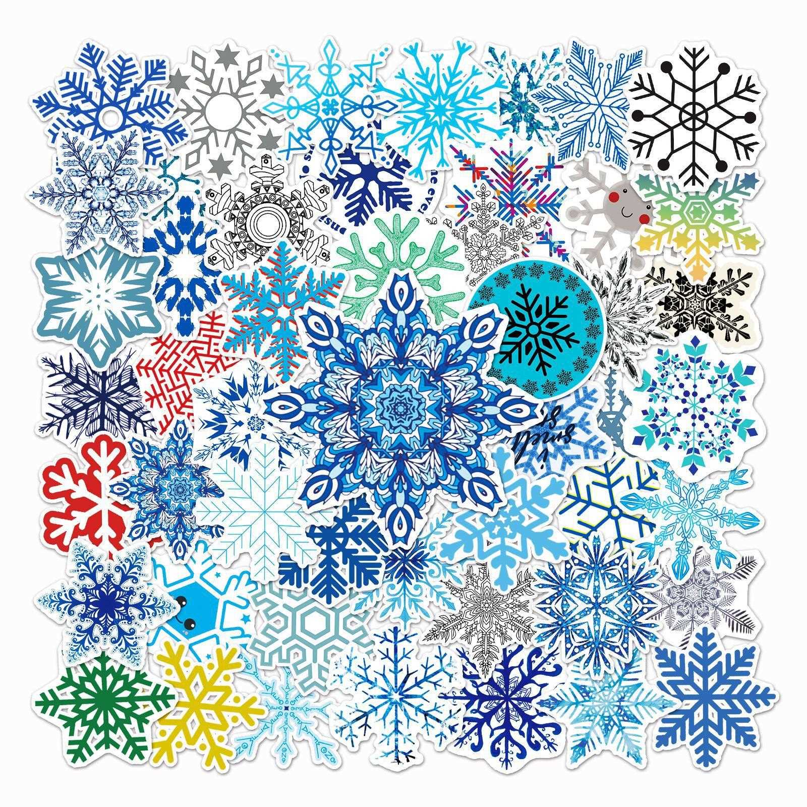 直销新款50张个性五彩雪花时尚涂鸦创意行李箱笔记本电脑汽车跨境