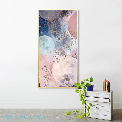 新款直销梦幻星夜清新北欧玄关装饰画现代客厅竖版过道水彩抽象挂