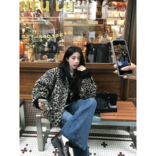 Joeyoo秋冬巨好看洋气撞色翻领豹纹外套女2025新款保暖加厚夹克潮