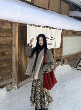 Joeyoo秋冬新款宽松可拆卸大毛领外套女加厚保暖巨好看棉服派克服