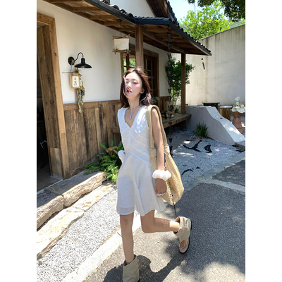 白色背心裙度假风送发圈