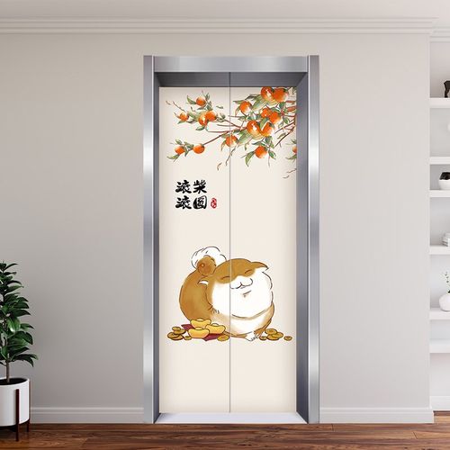 电梯门装饰画一梯一户中式国风创意暖居房门改造翻新简约玄关家用