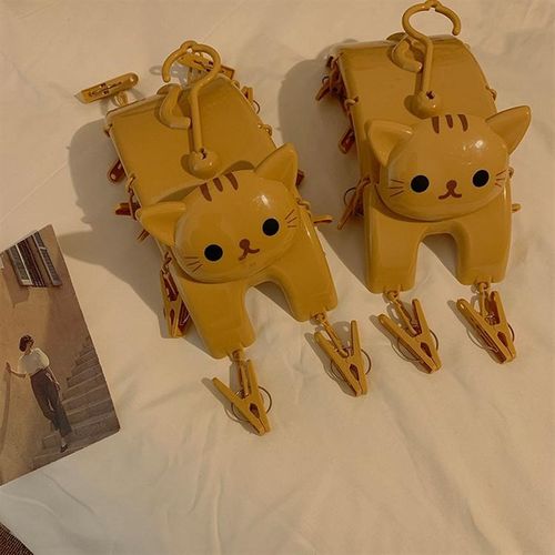 可爱猫咪多功能10夹子袜子晾衣架晒内裤内衣神器学生宿舍家用阳台