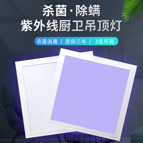 紫外线消毒灯uv杀菌除螨家用吸顶式厨房卫生间天花平板集成吊顶灯
