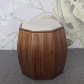 新中式 凳简约小户型沙发凳定制 实木鼓凳别墅样板房白蜡木换鞋