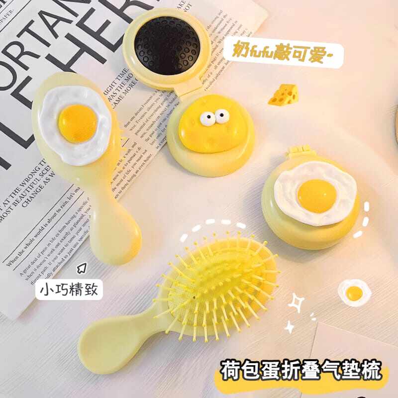 可爱气囊梳子女孩气垫梳可折叠镜梳一体迷你蓬松气囊梳便携按摩梳