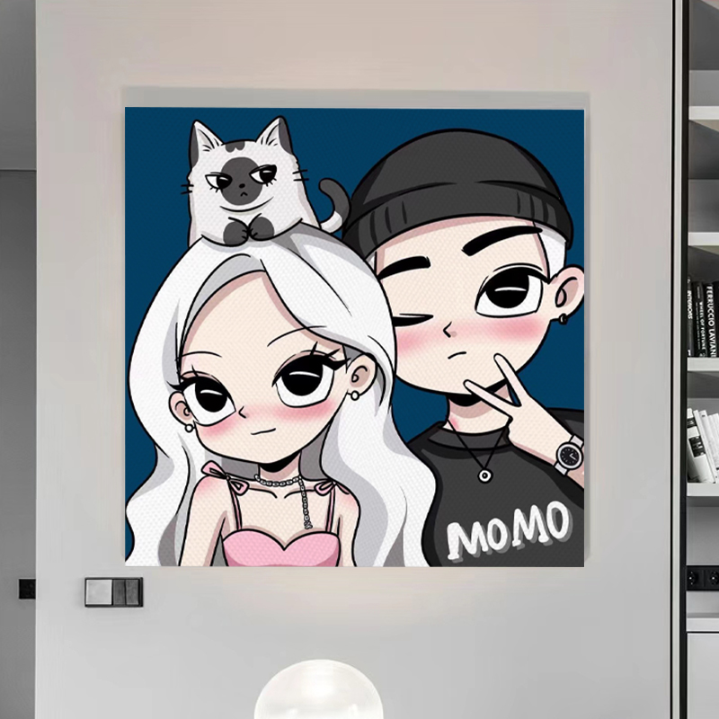 星蝶公主画定制diy手绘装饰画生日新婚礼物情侣照片转卡通人像画图片
