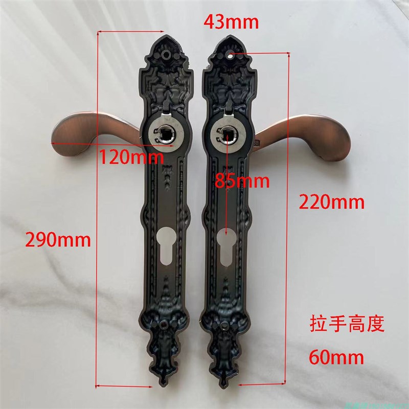 户外铝艺庭院门执手锁院子门拉手别墅双开门套装欧式大门把手锁具