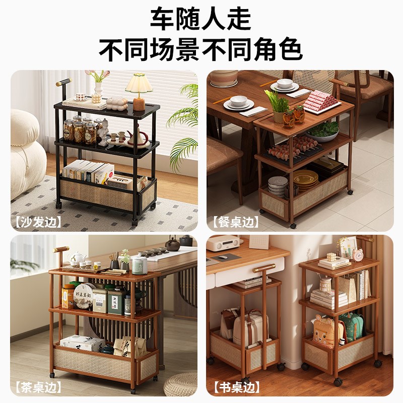客厅小推车置物架子沙发s边几小户型带轮可移动茶几零食收纳储物