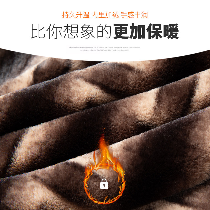 爸爸冬装外套加绒加厚中老年男装B可卸毛领保暖夹克中年男士上衣