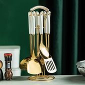 金色304不锈钢锅铲o锅勺 全套铁锅 家用炒菜铲子勺子铲勺厨具套装