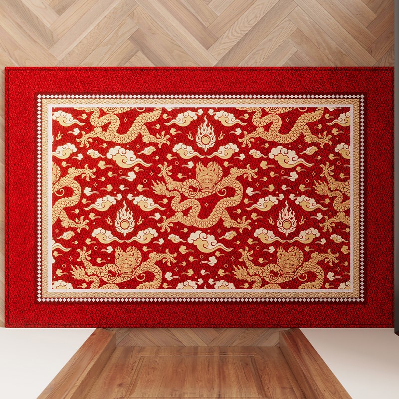 龙年喜庆红色入户门地垫玄关大门进门脚垫除尘耐脏门垫.可裁剪地