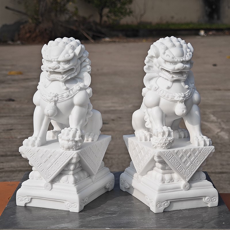 石雕精雕c小石狮子一对庭院装饰镇宅大门口看门摆件石头狮子家用
