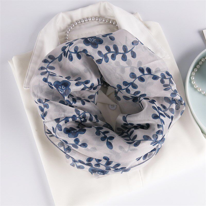 围脖女夏季护颈防晒n套头防寒领圈桑蚕丝真丝骑行春秋白色脖套围