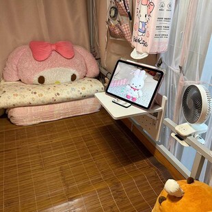 宿舍床上桌悬空侧边可折叠大学生寝室上铺床头Q固定电脑桌超大加