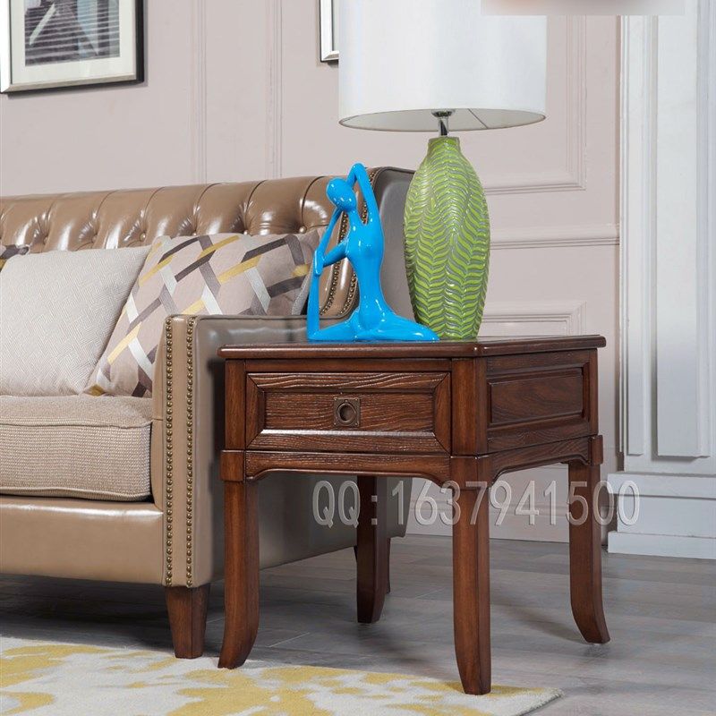 欧式美式古典别墅家具简美纯实木FW96-9沙发长茶几小方几