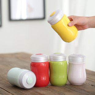 随手杯单层陶瓷水杯便q携带盖杯子随身杯男女礼品定制保温杯暖手