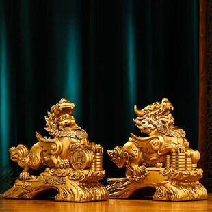 匠驴招财貔貅摆件一对客厅玄关酒柜聚财貔恘办公室装 饰品乔迁开业
