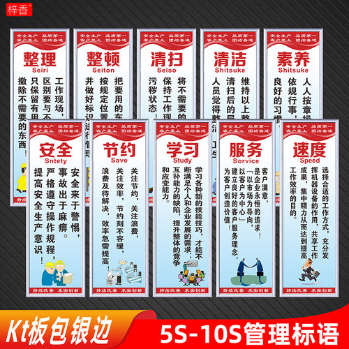 5S 6S 7S 8S 9S 10S公司企业工厂车间生产标准化管理标语牌办公室